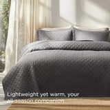 Bedsure Quilts King Size - Grey Bedspreads King Size with Basket Weave Pattern, Soft Quilt Bedding Set, Lightweight Comforter Set Coverlet for All Seasons with 2 Pillow Shams (106" x 96") Bedsure
