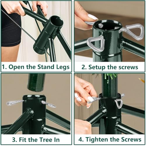 DJEMMPS Christmas Tree Stand, Folding Xmas Tree Stand Metal Christmas Tree Stand for Artificial Tree Folding Stand,Christmas Tree Base, Fits 0.5-1.25 Inch Pole DJEMMPS