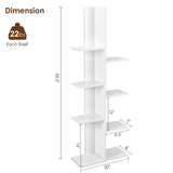 Giantex Tree Bookshelf, 7-Tier Tall Freestanding Wood Bookshelf with Anti-toppling, Modern Multipurpose Display Storage Rack Organizer Corner Shelf for Books, Photos, White Giantex