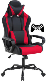 Gaming Chair High-Back Office Chair Ergonomic Video Game Chairs Height Adjustable Reclining Computer Chair with Lumbar Support Armrest Headrest Swivel Chair Game Chair for Adult Teen - Red BSTOPHKL