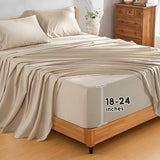 SONORO KATE 100% French Pure Linen Sheets, Extra Deep Pocket up to 18"-24", Breathable and Durable Linen Sheets, Anti-Tear Linen Bed Sheets, Machine Washable - 4 Piece (Natural Linen, King(24" deep)) SONORO KATE