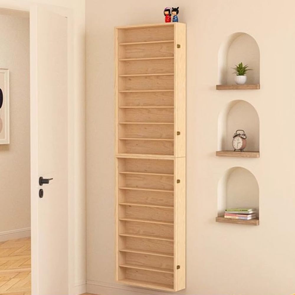 Wooden Wall Mount Display Case, Wall Mounted Collectibles Display Cabinet, 1:64 Scale Diecast Model Cars Display Storage Organizer Case for Bedroom Living Room Office Yimisya