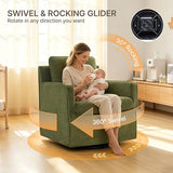 KISLOT Swivel Accent Chair Rocking Recliner 360 Degree Swivel Armchair Machine-Washable Cover for Nursery Living Room Bedroom