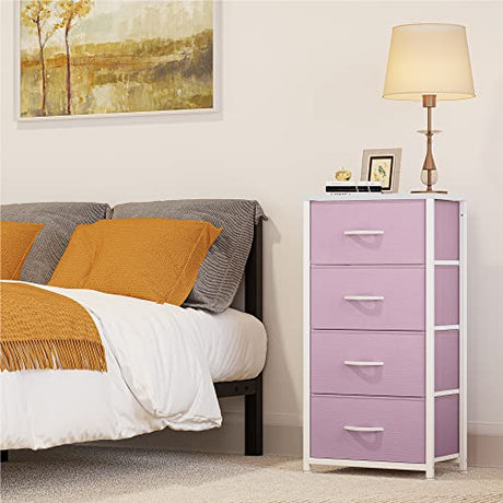 YITAHOME Dresser with 4 Drawers - Storage Tower Unit, Fabric Dresser for Bedroom, Living Room, Closets - Sturdy Steel Frame, Wooden Top & Easy Pull YITAHOME