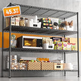 REIBII Storage Shelves 45.3''W Wire Shelving Unit 4 Tier Metal Shelves for Storage Rack Metal Shelving for Pantry Shelves Kitchen Steel Shelving, 45.3''W*63''H*17.7" D REIBII