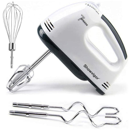 Showvigor Handmixer Electric Handheld - 7 Speed Portable Kitchen Mixer Electric with 5 Stainless Steel Accessories Whisk, Food Beater for Whipping Mixing Cookies Cakes Eggs Dough Showvigor