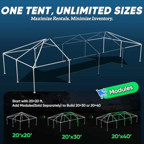 Quictent 20x40 Party Tent Heavy Duty West Coast Frame Tent Outdoor White Commercial Gazebo Rental Wedding Canopy (with Sides) Quictent