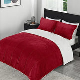 downluxe Ultra-Soft Micromink Sherpa King Size Comforter Set with 2 Pillow Shams - 3-Piece Set - Red - Plush Warm Fall Winter Bedding Comforter Sets downluxe
