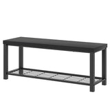 EXCEFUR Entryway Bench, Modern Wood and Metal Storage Bench for Hallway Front Door Entrance, Industrial Indoor Shoe Rack Bench Seat for Bedroom Living Room, 43.3 Inch Black EXCEFUR