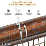 Sinlon Chain Link fence Ties 100pcs Multi-Purpose Self-Locking Metal Zip Ties Stainless Steel Zip Ties 11.8inch，Suitable For fixed Fence Thermal Insulation Shield Outdoor and Workshop Etc Sinlon