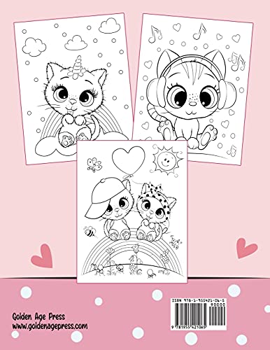 Cute Cats Coloring Book for Kids Ages 4-8: Adorable Cartoon Cats, Kittens & Caticorns (Coloring Books for Kids) WoodArtSupply