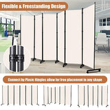 Room Divider Portable 132'' Partition Room Dividers and Folding Privacy Screens 6 Panel Wall Divider for Room Separation, Freestanding Fabric Room Divider Panel with Wheels for Home Office Hospital HOMSCREENER