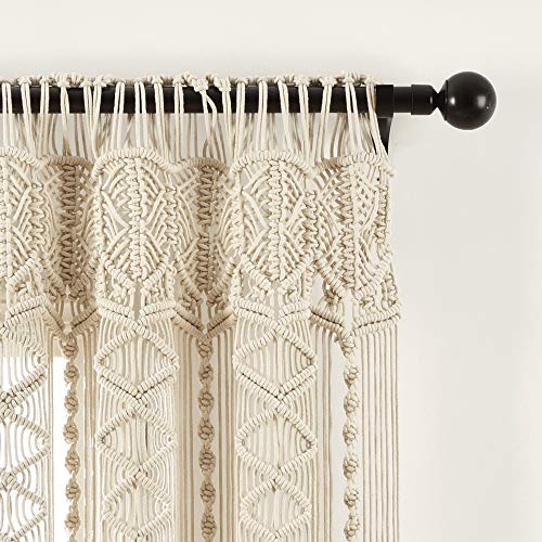 Lush Decor Boho Macrame Textured Cotton Window Curtain Panel Single 40" W x 95" L Neutral - Macrame Curtains for Windows, Room Divider, Boho Wall Decor Lush Decor