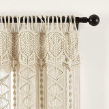 Lush Decor Boho Macrame Textured Cotton Window Curtain Panel Single 40" W x 95" L Neutral - Macrame Curtains for Windows, Room Divider, Boho Wall Decor Lush Decor
