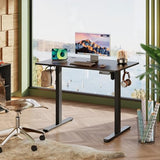 DEVAISE 48 x 24 Inches Standing Desk, Whole-Piece Desktop Electric Standing Desk with Adjustable Height,Cable Holes, 3-Preset Memory Sit Stand up Desk, One-Piece Computer Desk for Home, Office (Black) DEVAISE