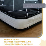 MAXYOYO Black Geometric Pattern Futon Mattress, Japanese Floor Mattress Quilted Bed Mattress Topper, Extra Thick Folding Sleeping Pad Breathable Floor Lounger Guest Bed for Camping Couch, Queen MAXYOYO