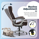 Serta Fairbanks Big & Tall Executive Office Chair, Ergonomic Comfy High-Back ComputerChairs with Lumbar Support, Semi-Plush Seat Cushion, Padded Armrests, Nylon Swivel Base, Bonded Leather, Brown Serta