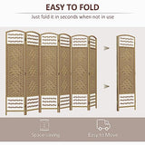 HOMCOM 6 Panel Room Divider, Folding Privacy Screen, 5.6' Room Separator, Wave Fiber Freestanding Partition Wall Divider, Natural HOMCOM