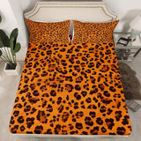 Feelyou Leopard Sheet Set King Cheetah Sheets with Deep Pocket Fitted Sheet for Boys Girls Teens Animal Print Bed Sheets Set Breathable Safari Bedding Set Room Decor Dark Orange Bed Set Feelyou