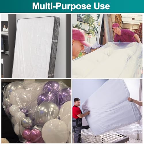 Mattress Bag for Moving Storage - Plastic Waterproof Mattress Protector Cover,Heavy-Duty Mattress Moving Supplies (1, Twin) CZXNBI