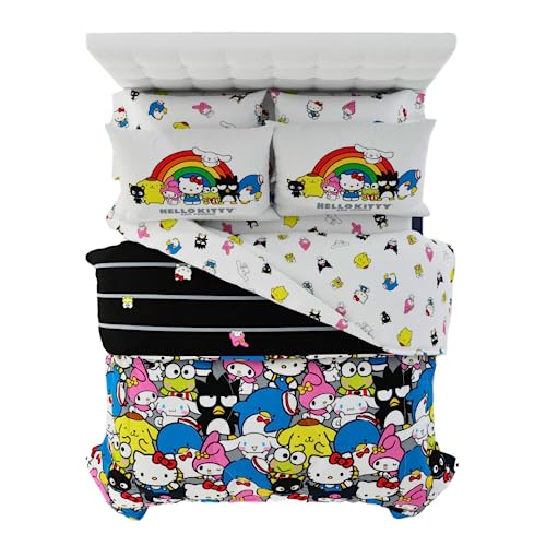 Franco Collectibles Hello Kitty & Friends Bedding 7 Piece Super Soft Comforter and Sheet Set with Sham, Full, (Official Licensed Product) Franco