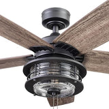Honeywell Ceiling Fans Foxhaven Farmhouse 52 Inch Ceiling Fan with Light, Outdoor Fan/Indoor Dual-Mount LED Ceiling Fan, 5 Blades, Gray Cedar and Walnut Blade Finish Options, Matte Black (51631-01) Honeywell Ceiling Fans