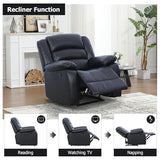 EBELLO Classic Manual Recliner Chair, Faux Leather Recliner Sofa with Overstuffed Arms and Back Single Reclining Couch for Living Room, Bedroom, Black