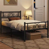 Yaheetech Twin Bed Frames Metal Platform Bed with Headboard and Footboard No Box Spring Needed Easy Assembly,Under-Bed Space: 12.6''/Black/Twin Bed Yaheetech