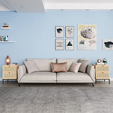 XIAO WEI Rattan Nightstand Set of 2 with Handmade Natural Rattan Drawers, Bedside Tables, End Table, Rattan Side Table, Boho Wood Nightstand, for Bedroom, Living Room, Metal Legs XIAO WEI