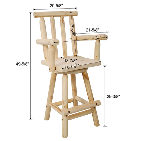 AMZOSS Log Swivel Bar Stool - Rustic Fir Wood Construction Bar Stools - Solid Wood Counter Height Bar Chairs Barstools for Kitchen, Dining Room,Natural AMZOSS