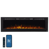 Touchstone Smart Electric Fireplace-The Sideline® 72 Inch Wide-in Wall Recessed-30 Realistic Ember Color/Flame Options-1500W Heater w/Thermostat-Black-Log & Crystal Hearth Options -Alexa/WiFi Enabled Touchstone