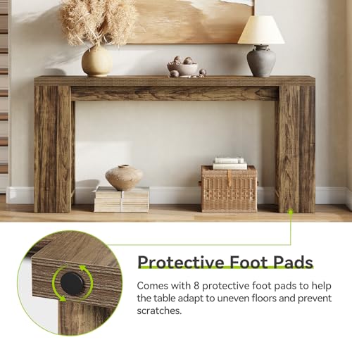 LITTLE TREE 70.9-Inch Long Entryway Table, Narrow Farmhouse Sofa Console Table for Living Room, Hallway, Walnut Brown LITTLE TREE