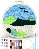 FIVEIZERO DIY Punch Needle Kit for Beginners,Mountain View Punch Embroidery Kit with Patterns,Yarn Punch Needle Art Craft Kit for Adults,Punch Needling Starter Set for DIY Gift and Home Decor