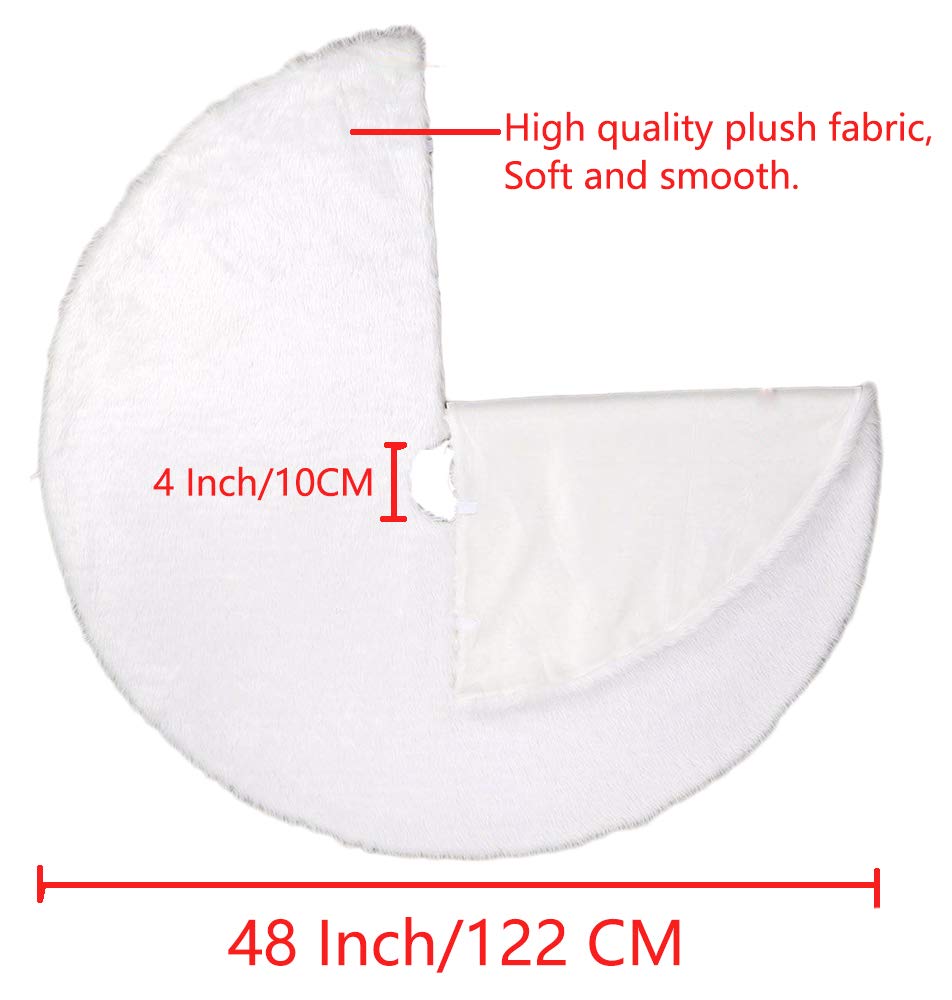 AISENO 48 Inch Christmas Tree Plush Skirt Decoration for Merry Christmas Party Faux Fur Christmas Tree Skirt Decorations AISENO