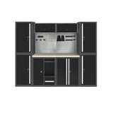 JZD Workshop Cabinet Set System with Wood Tabletop, for Garage Organization, Wall Mounting Not Necessary JZD