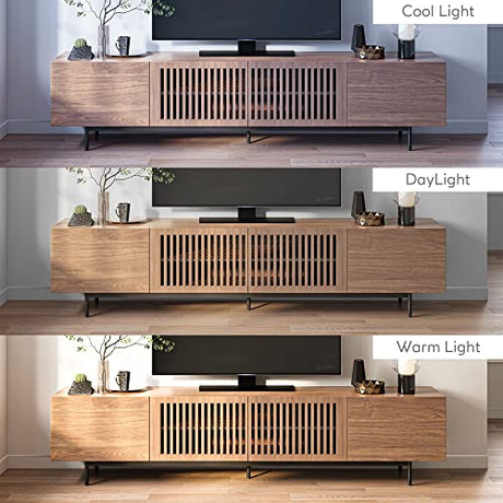 POVISON TV Stand, Solid Wood TV Cabinet for 80 85+ Inch TV, Assembly-Free 95'' Long TV Console for Living Room Bedroom, Modern Farmhouse Slatted POVISON