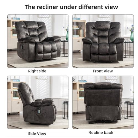 HAOMARKETS Oversized Power Recliner Chair with Massage and Heat, 41" Wide Electric Reclining Chairs with USB Port, Breathable Fabric Overstuffed Reclining Sofa for Living Room Bedroom HAOMARKETS