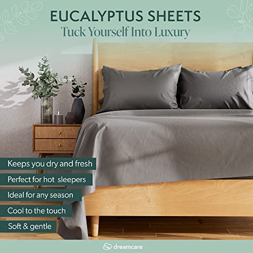 DREAMCARE 100% Eucalyptus Sheets, Full Bed Sheets, Tencel, Lyocell | Full Size Sheet Sets, Cool Sheets for Hot Sleepers - Premium Full Size with Deep Pockets + 2 Side Pockets - 6 pcs DREAMCARE