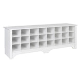 Prepac White Hall Bench with Storage and Seating: 24-Shoe Cubby Bench, Ideal White Shoe Rack for Entryway, Sized 15.5" D x 60" W x 20.25" H Prepac