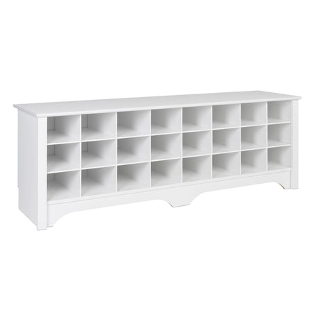 Prepac White Hall Bench with Storage and Seating: 24-Shoe Cubby Bench, Ideal White Shoe Rack for Entryway, Sized 15.5" D x 60" W x 20.25" H Prepac