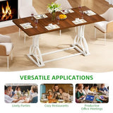 YITAHOME 70.3 Inch Modern Minimalist Dining Table for 6-8, Sturdy Wooden Table with Geometric White Metal Legs, for Dining Room, Kitchen, Conference Room YITAHOME