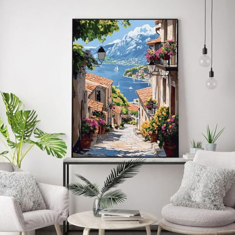 Landscape Stamped Cross Stitch Kits - Seaside Scenery Needlepoint Counted Cross Stitch Kits for Beginners Adults Patterns Dimensions Needlecrafts Embroidery Kits Arts and Crafts WUSARPLY