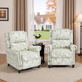 DREAMSIDEA Recliner Chair, Modern Pushback Armchair with Adjustable Backrest & Footrest for Bedroom, Living Room (Rococo Green,Set of 2)