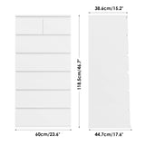 FOTOSOK 7 Drawer Dresser, White Dresser Tall Dresser, 23.6W x 15.7D x 46.7H in White Chest of Drawers with Large Storage Space for Home FOTOSOK