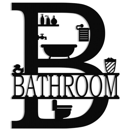 XORT Metal Bathroom Wall Decor, Farmhouse Metal Bathroom Wall Art, Funny Bathroom Sign for Modern Home Hanging Decorations. (Black - 12 x 14 inch) XORT