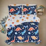 A Nice Night 5pc Glow in The Dark Kids Comforter Set,Dinosaur Galaxy Printed, Space Bedding Set Twin Size for Boys Girls Teen A Nice Night