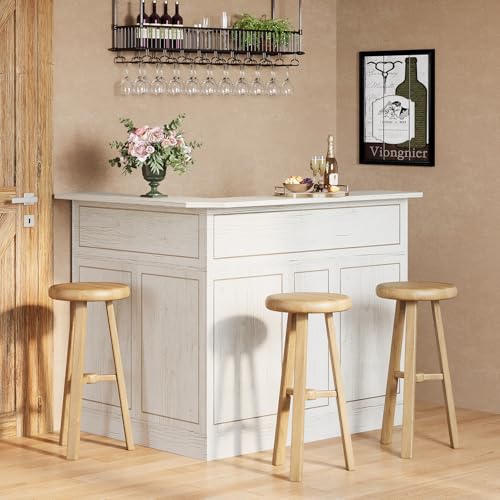 Tribesigns Bar Cabinet, L-Shaped Home Bar Table with Stemware Racks, 4-Tier Corner Bar Unit Liquor Wine Bar Table Reception Desk for Home Pub, White Tribesigns