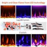 72 inches Electric Fireplace, Recessed and Wall Mounted Fireplace Heater and Linear Fireplace Inserts, Adjustable Heaing& Remote Control& Touchscreen, Multicolor Flame & Realistic logs,1500W, Black Dreamflame