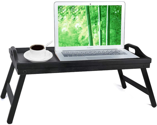 Bed Tray Table with Folding Legs Wooden Serving Breakfast in Bed or Use As a,Platter Tray,TV Table Laptop Computer Tray Snack Tray Large Size - WoodArtSupply