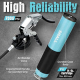 SHALL Grease Gun, 7000 PSI Heavy Duty Pistol Grip Grease Gun Kit w/Grease Gun Coupler, 18” Spring Flex Hose, Reinforced Coupler, 2 Extension Rigid Pipe, Sharp Nozzle, Fittings Cleaner | 14oz Load SHALL